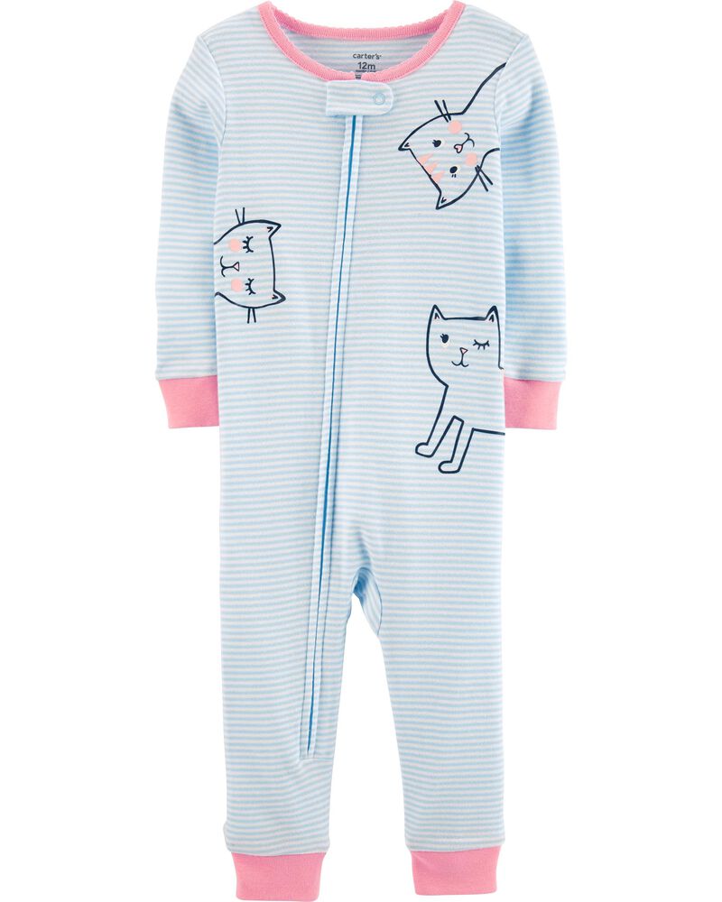 Carter/'s Kitty Cat Snug Fit cotton footed Pajamas NWT Chooose Size 24M or 2T